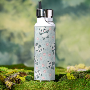Mooie Panda Pootjes en Bamboe Naadloos Patroon Waterfles