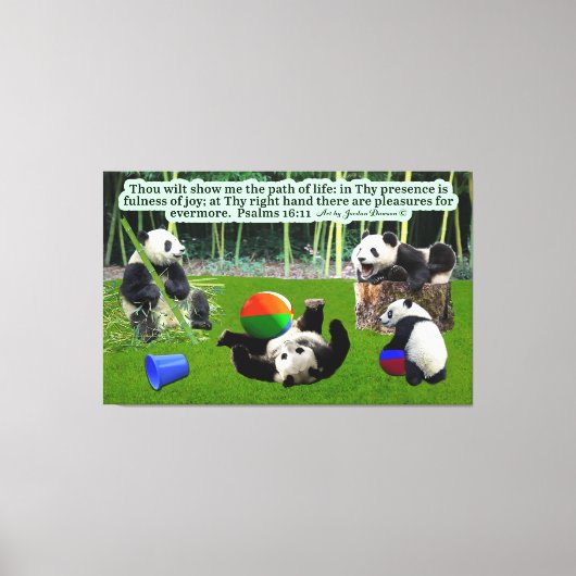 Mooie Panda Schrift: Psalmen 16:11 Canvas Afdruk (Voorkant)