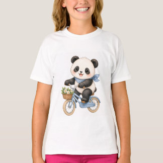 Mooie pandabeer die een blauwe fiets rijdt Meisjes T-shirt