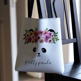 Mooie pandabeer meisje witte gepersonaliseerde boo tote bag