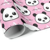 Mooie Pandabeer – Persoonlijk Monogram Cadeaupapier (Rol Hoek)
