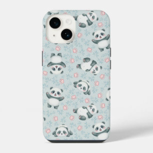 Mooie Pangabeentjes en Bamboe Naadloos Patroon iPhone 14 Hoesje
