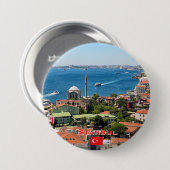 Mooie panorama van Istanbul reis Ronde Button 7,6 Cm (Voorkant /achterkant)