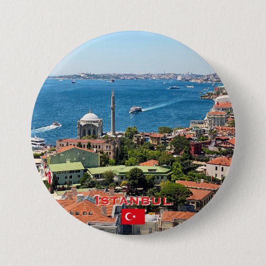Mooie panorama van Istanbul reis Ronde Button 7,6 Cm (Voorkant)