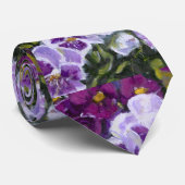 Mooie Pansies in Paarse Violet Groen Geel Stropdas (Opgerold)