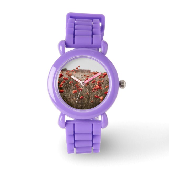 Mooie papaverbloemen horloge (Voorkant)