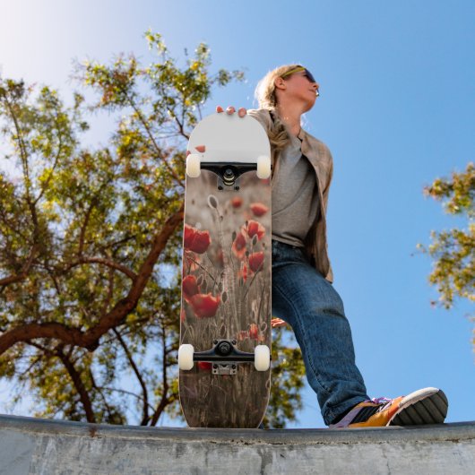 Mooie papaverbloemen persoonlijk skateboard (Buiten 1)