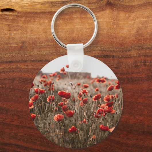 Mooie papaverbloemen sleutelhanger (Achterkant)