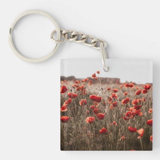 Mooie papaverbloemen sleutelhanger (voorkant)