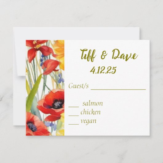 Mooie papavers personaliseerbaar  RSVP kaartje (Voorkant)