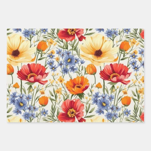 Mooie papavers veld bloemen douche inpakpapier vel (Voorkant 2)