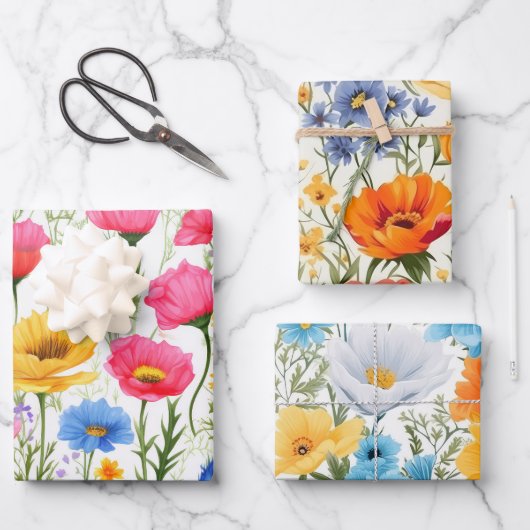Mooie papavers veld bloemen douche inpakpapier vel (Voorkant)