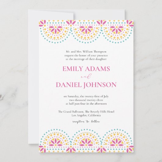 Mooie Papel Picado Mexicaanse Bruiloft Kaart (Voorkant)