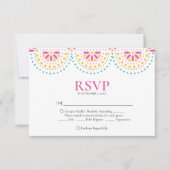 Mooie Papel Picado Mexicaanse bruiloft RSVP Kaartje (Voorkant)