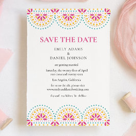 Mooie Papel Picado Mexicaanse bruiloft Save The Date