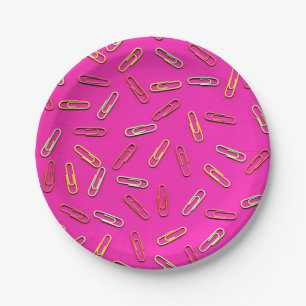MOOIE Paperclips op Roze Papieren Bordje