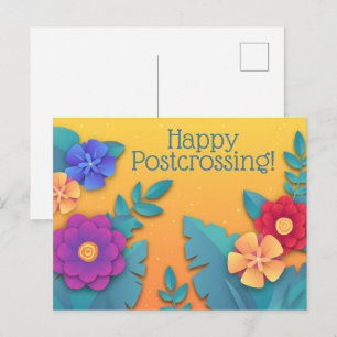 Mooie papier ambachtelijke bloemen briefkaart