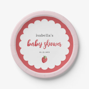 Mooie papieren bordjes aardbeien babyshower