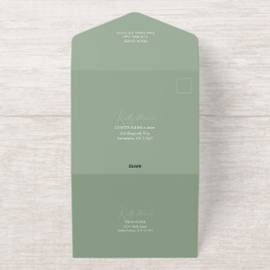 Mooie papieren kranen Sage Green Wedding All In One Uitnodiging