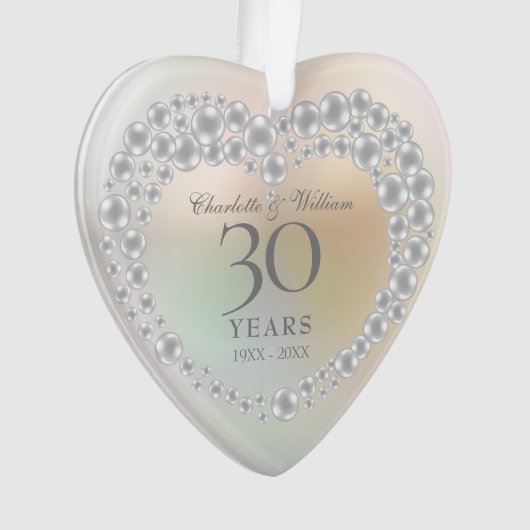 Mooie Parel 30-jarig Huwelijk Ornament (voorkant)