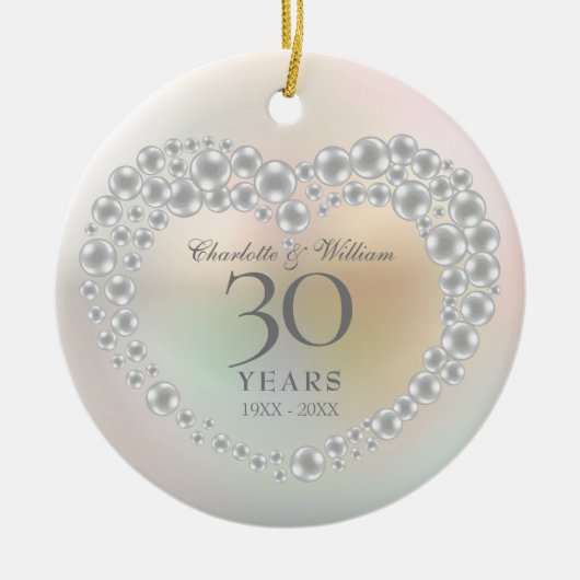 Mooie Parel 30e Huwelijksjubileum Foto Keramisch Ornament (Voorkant)