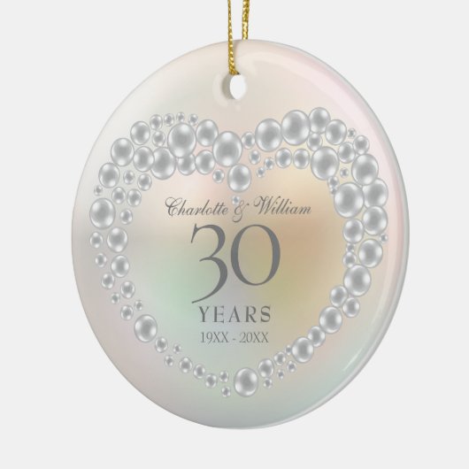 Mooie Parel 30e Huwelijksjubileum Foto Keramisch Ornament (Links)