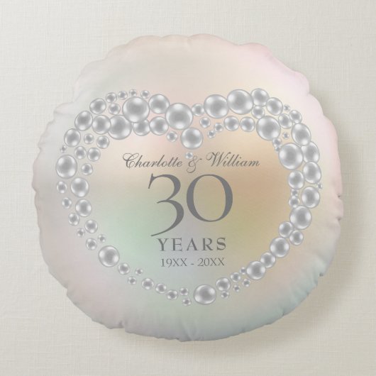 Mooie Parel 30e Verjaardag Rond Kussen (Voorkant)