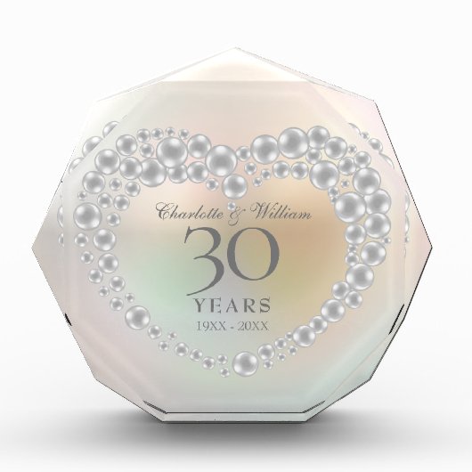 Mooie Parel Hart 30ste Verjaardag Fotoblokken (Voorkant)