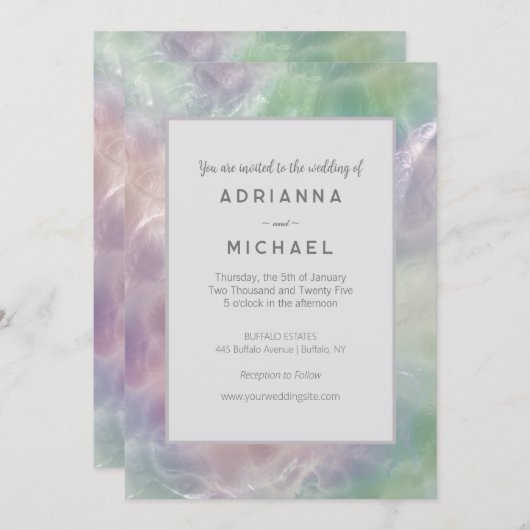 Mooie parel iriserende bruiloft uitnodiging (Voorkant / Achterkant)