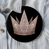 Mooie parelkralen glitter crown gouden brons ronde button 6,0 cm (In situ)