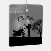 Mooie paren eerste kerstmotor liefde keramisch ornament (Rechts)