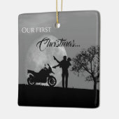 Mooie paren eerste kerstmotor liefde keramisch ornament (Links)