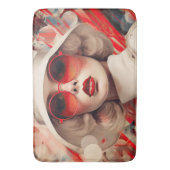 Mooie Parijse vrouw in zonnebril en pet Badmat (Voorkant Verticaal)