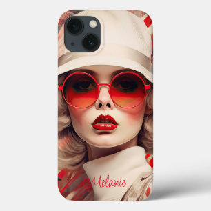 Mooie Parijse vrouw in zonnebril en pet Case-Mate iPhone Case