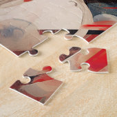 Mooie Parijse vrouw in zonnebril en pet Legpuzzel (Zijkant)