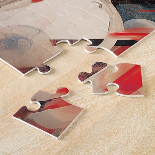 Mooie Parijse vrouw in zonnebril en pet Legpuzzel (Zijkant)