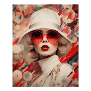 Mooie Parijse vrouw in zonnebril en pet Perfect Poster