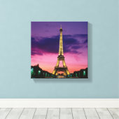 Mooie Paris Eiffeltoren 's nachts Canvas Afdruk (Insitu (Houten vloer))