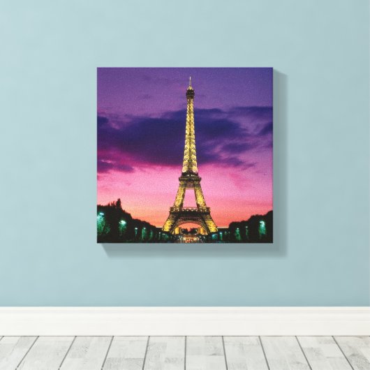 Mooie Paris Eiffeltoren 's nachts Canvas Afdruk (Insitu (Houten vloer))