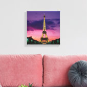 Mooie Paris Eiffeltoren 's nachts Canvas Afdruk (Insitu (Woonkamer))