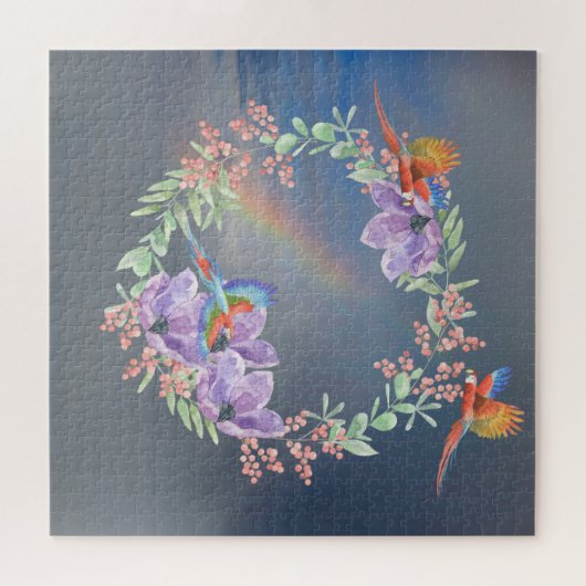 Mooie Parrots Flowers Berries & Rainbow Legpuzzel (Horizontaal)