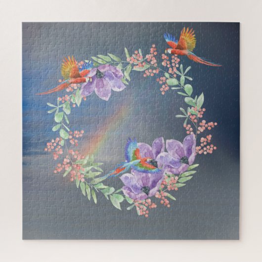 Mooie Parrots Flowers Berries & Rainbow Legpuzzel (Verticaal)
