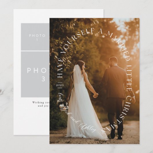 Mooie Pas getrouwd ovale overlay vakantiefoto Feestdagenkaart (Voorkant / Achterkant)