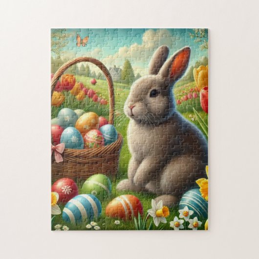 Mooie Pasen Eieren en Konijn Konijn Puzzel (Verticaal)