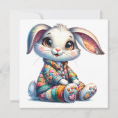 Mooie Pasen Konijn Thema Uitnodiging (Voorkant)