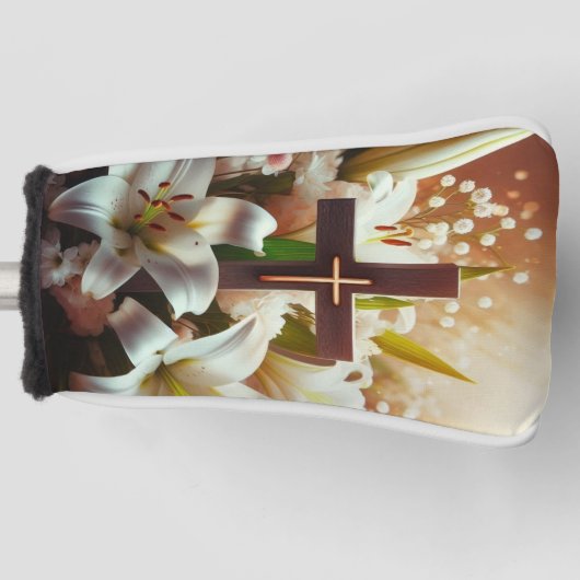 Mooie Pasen lelie kruis Golfheadcover (Voorkant)