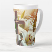 Mooie Pasen lelie kruis Latte Mok (Rechterhoek)