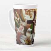 Mooie Pasen lelie kruis Latte Mok (Linkerhoek)