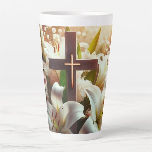 Mooie Pasen lelie kruis Latte Mok (Voorkant)