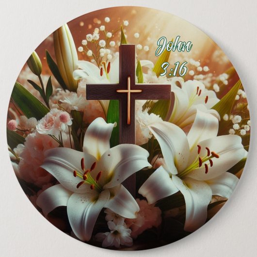 Mooie Pasen lelie kruis Ronde Button 6,0 Cm (Voorkant)